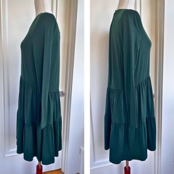 VERO MODA Green Tiered Long Sleeve Knit Dress Size M - Picture 5 of 11